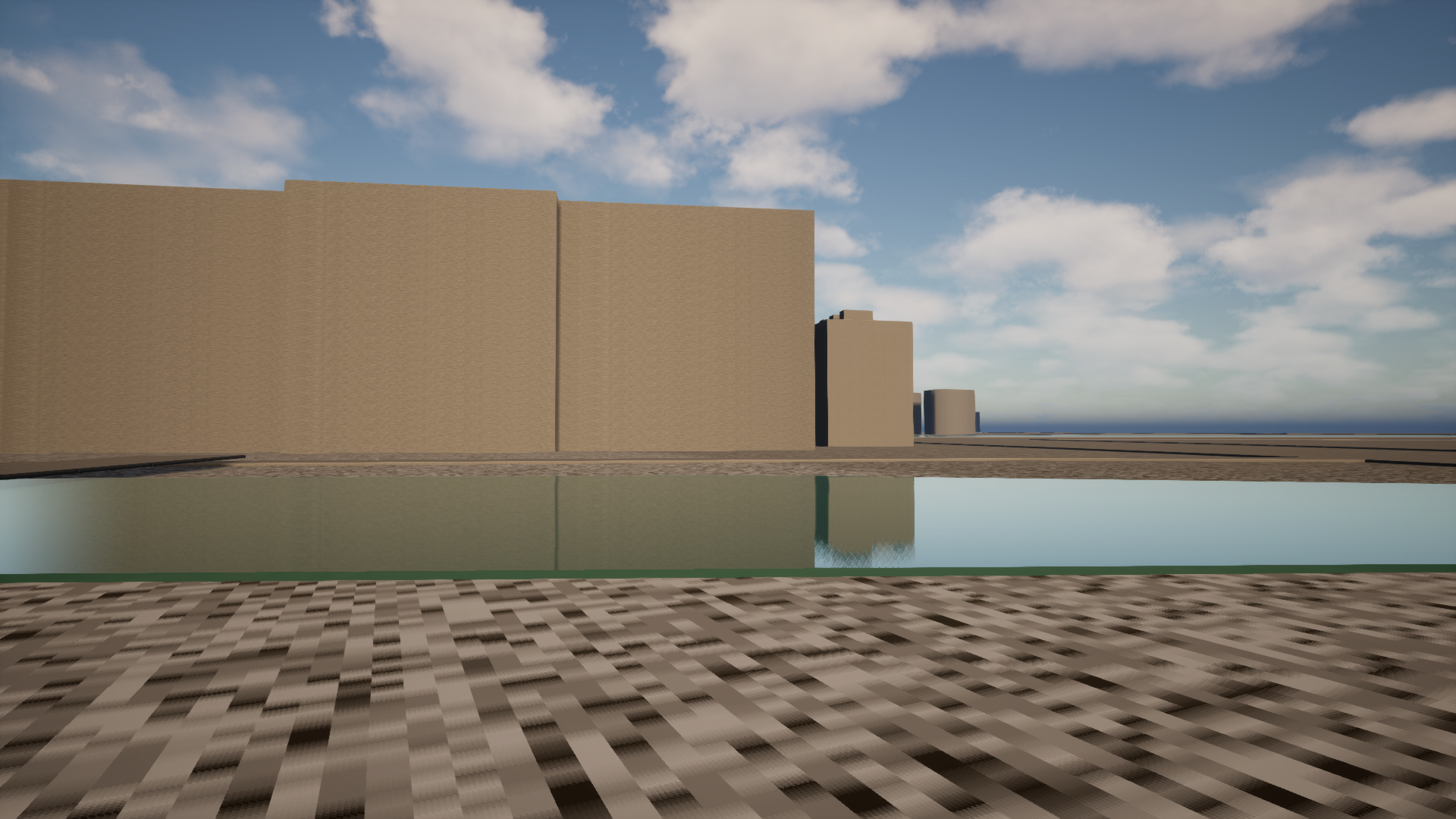 UE golden view: wall and river